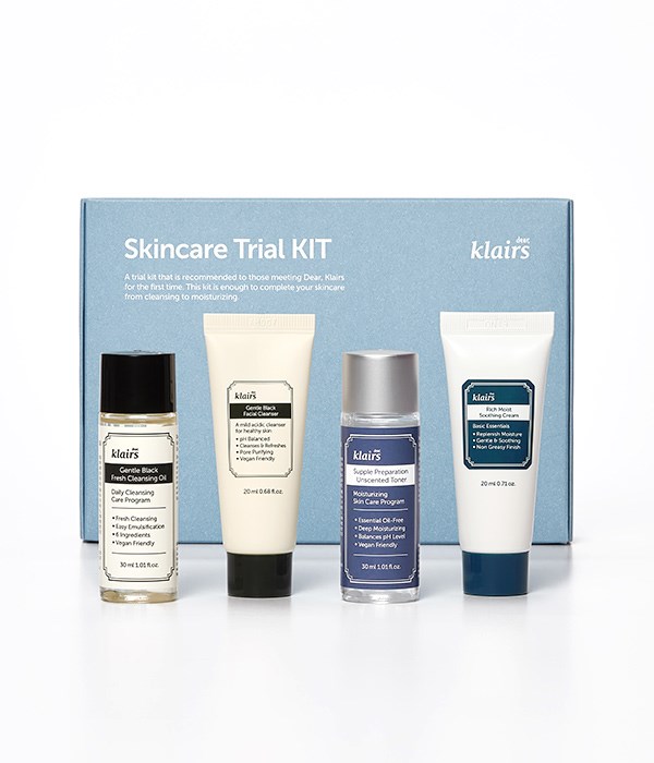 фото Набор миниатюр для полноценного ухода klairs basic but ultimate skincare kit, 4шт. dear, klairs