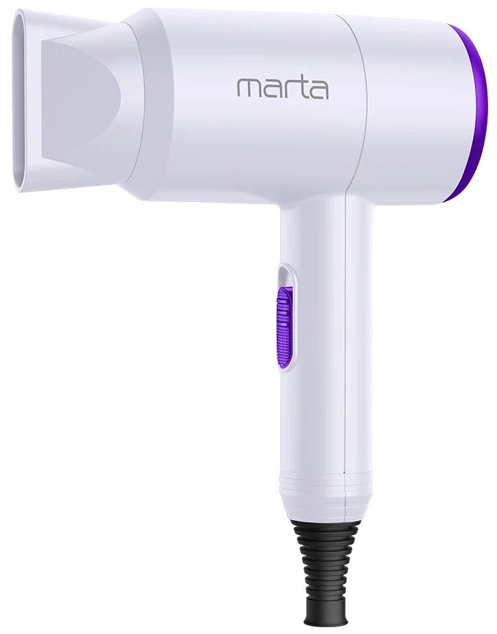 Фен Marta MT-1267 W 1600 Вт белый, фиолетовый фен econ eco bh166d 1600 вт белый фиолетовый