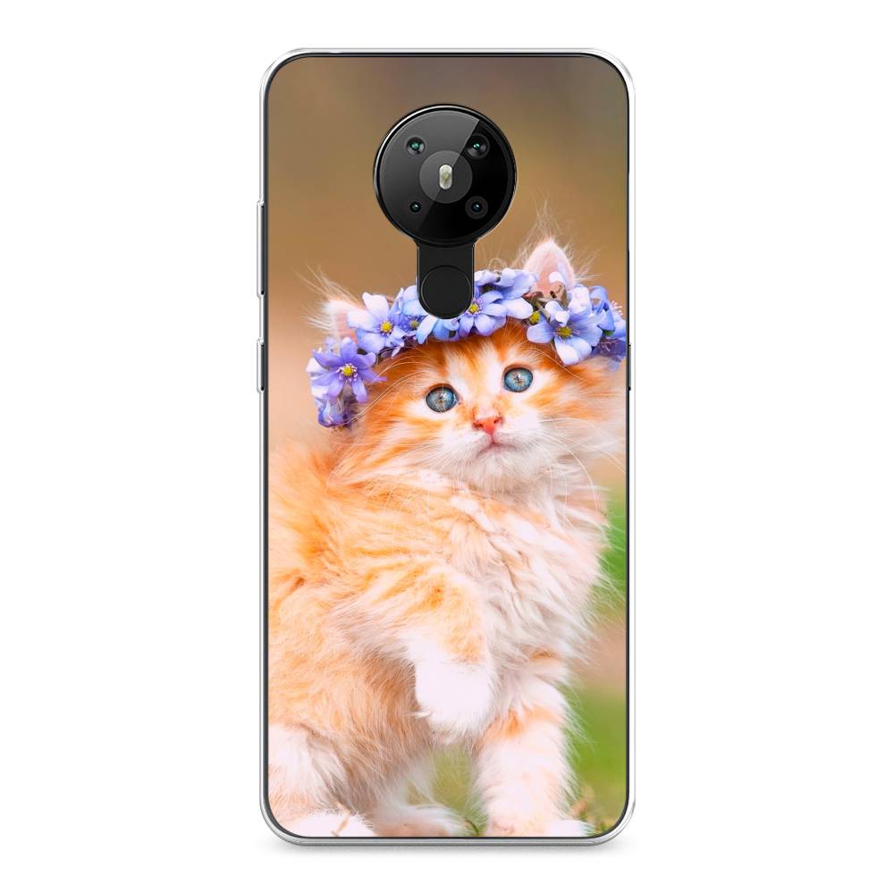 

Чехол Awog на Nokia 5.3 / Нокиа 5.3 "Рыжий кот в венке", Коричневый;синий, 123450-1