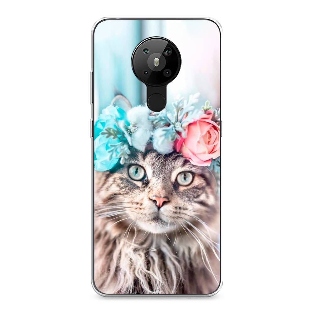 

Чехол Awog на Nokia 5.3 / Нокиа 5.3 "Кот в венке", Серый;голубой;розовый, 123450-2