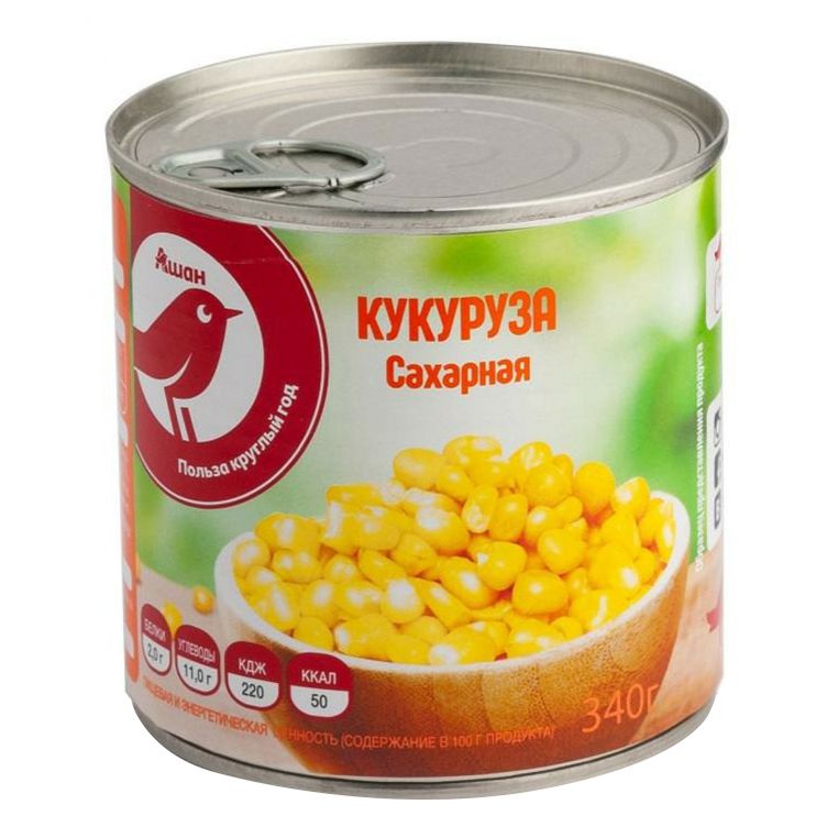 Кукуруза сахарная АШАН Красная птица, 340 г