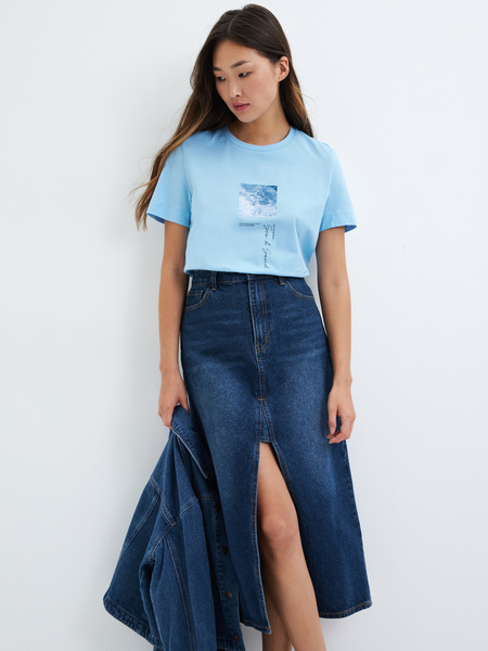 

Футболка женская ZARINA 3225565469 голубая M, Голубой, 3225565469