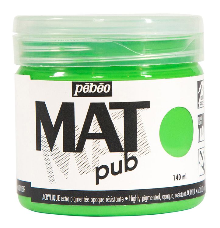 

Краска акриловая Pebeo экстра матовая Mat Pub №1 Светло-зеленый 140 мл