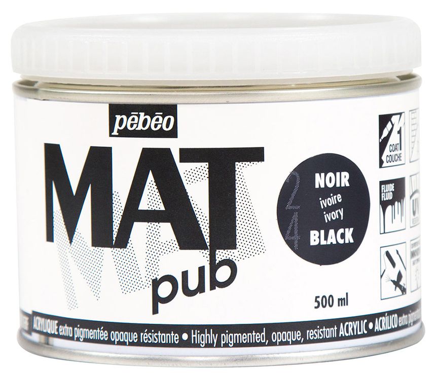 

Краска акриловая Pebeo экстра матовая Mat Pub №1 Черный 500 мл