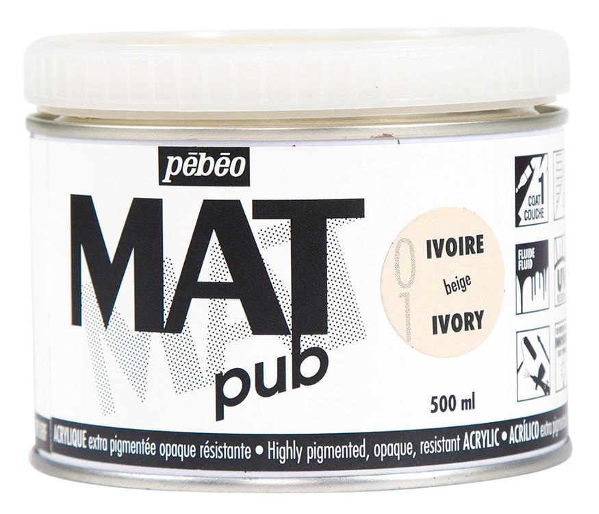 

Краска акриловая Pebeo экстра матовая Mat Pub №1 бежевый 500 мл