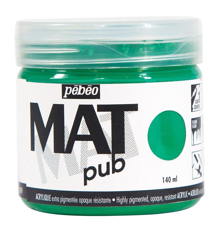 

Краска акриловая Pebeo экстра матовая Mat Pub №1 зеленый 140 мл