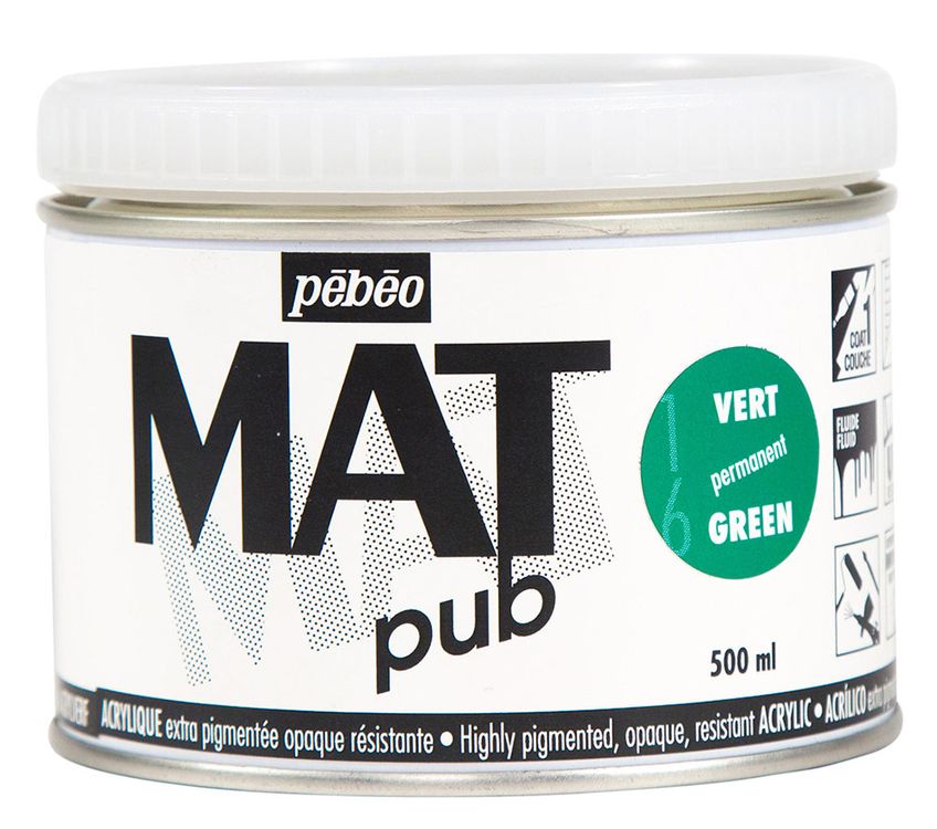 

Краска акриловая Pebeo экстра матовая Mat Pub №1 зеленый 500 мл