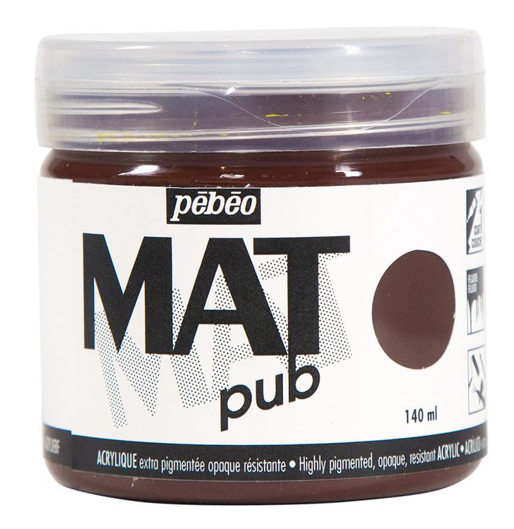 

Краска акриловая Pebeo экстра матовая Mat Pub №1 умбра жженая 140 мл, Коричневый