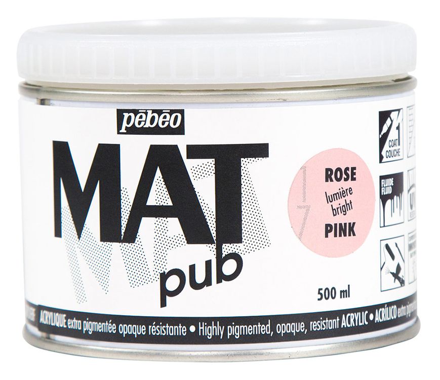 

Краска акриловая Pebeo экстра матовая Mat Pub №1 ярко-розовый 500 мл