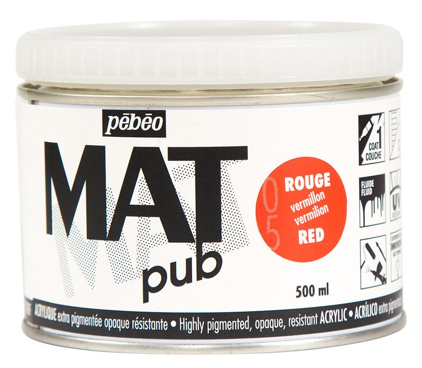 

Краска акриловая Pebeo экстра матовая Mat Pub №2 Красный алый 500 мл