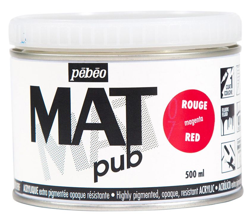 

Краска акриловая Pebeo экстра матовая Mat Pub №2 Маджента 500 мл, Красный