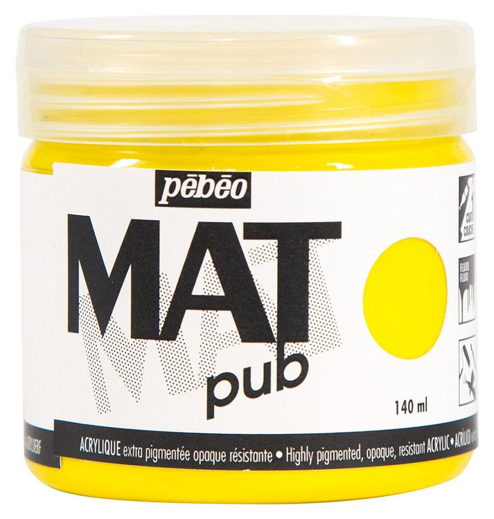 

Краска акриловая Pebeo экстра матовая Mat Pub №2 желтый основной 140 мл