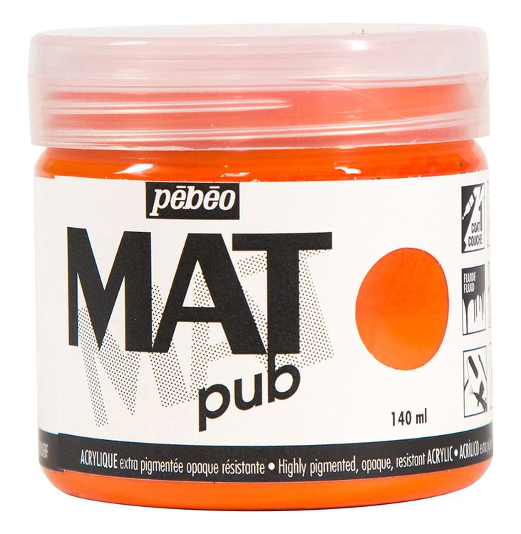 

Краска акриловая Pebeo экстра матовая Mat Pub №2 ярко-оранжевый 140 мл