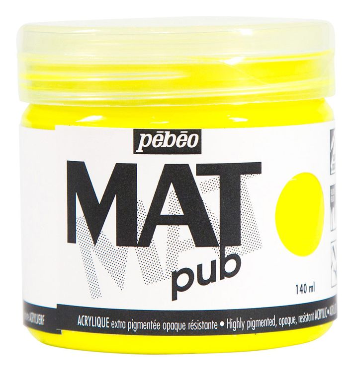 

Краска акриловая Pebeo экстра матовая Mat Pub №3 Желтый флуоресцентный 140 мл