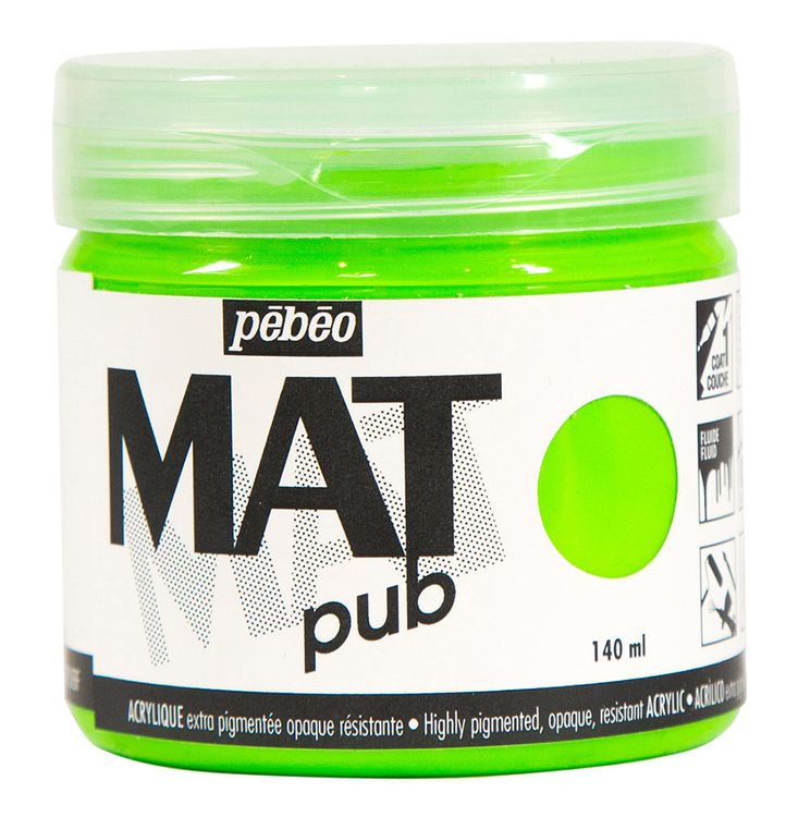 

Краска акриловая Pebeo экстра матовая Mat Pub №3 Зеленый флуоресцентный 140 мл