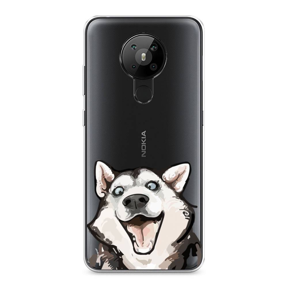 

Чехол Awog на Nokia 5.3 / Нокиа 5.3 "Радостный хаски", Белый;голубой;черный, 123450-1