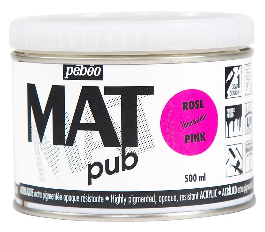 

Краска акриловая Pebeo экстра матовая Mat Pub №4 розовый флуоресцентный 500 мл
