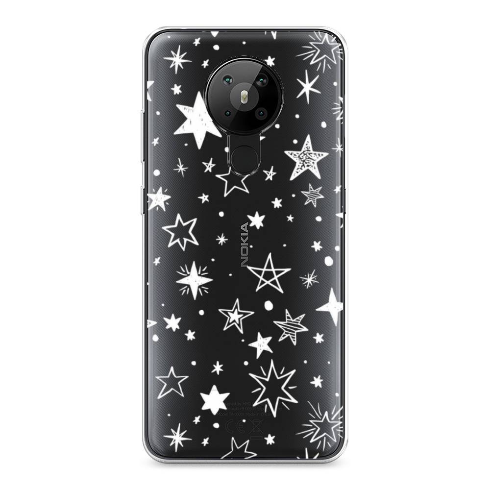 

Чехол Awog на Nokia 5.3 / Нокиа 5.3 "Звездочки графика белая", Прозрачный;белый, 123450-7