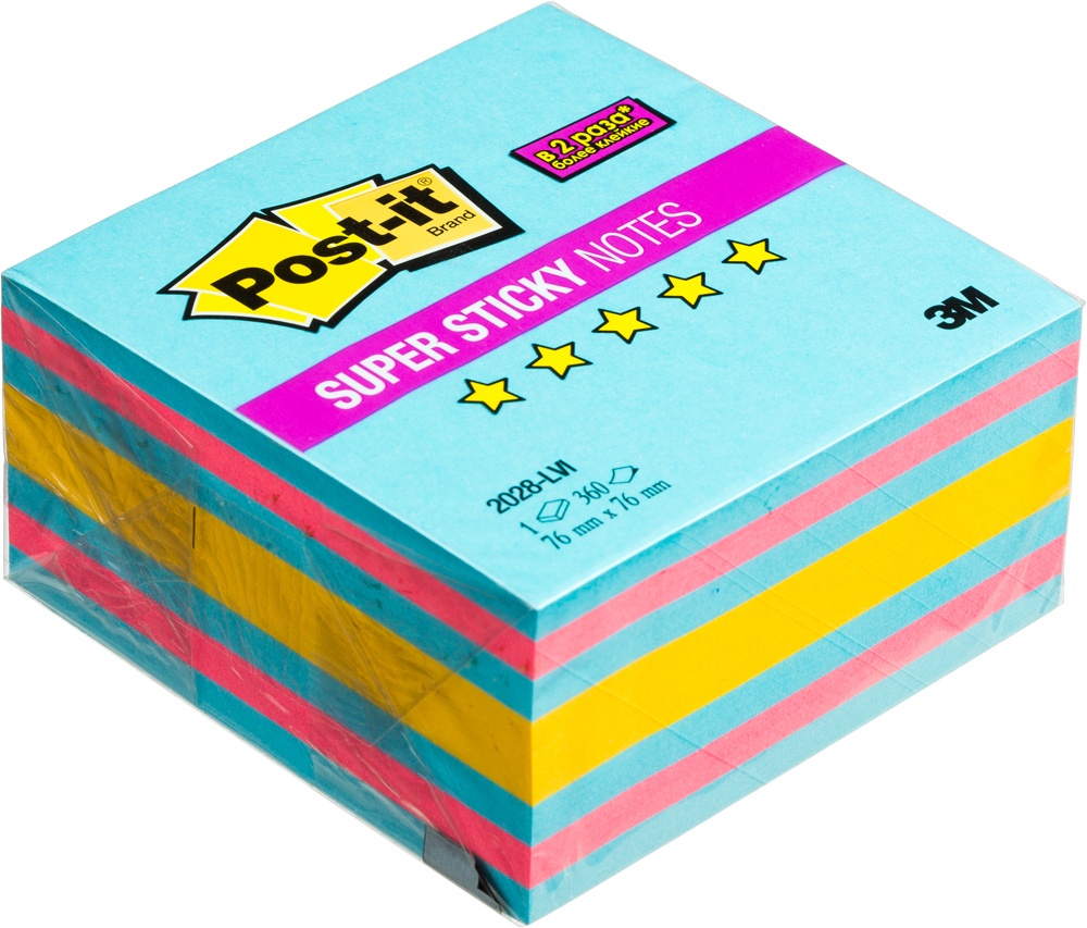 

Стикеры "Post-it. Super Sticky. Love is", 76x76 мм, 3 неоновых цвета, 360 листов