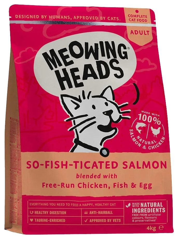

MEOWING HEADS MEOWING HEADS Фиш-гурман для взрослых кошек с лососем, курицей и рисом (4 +