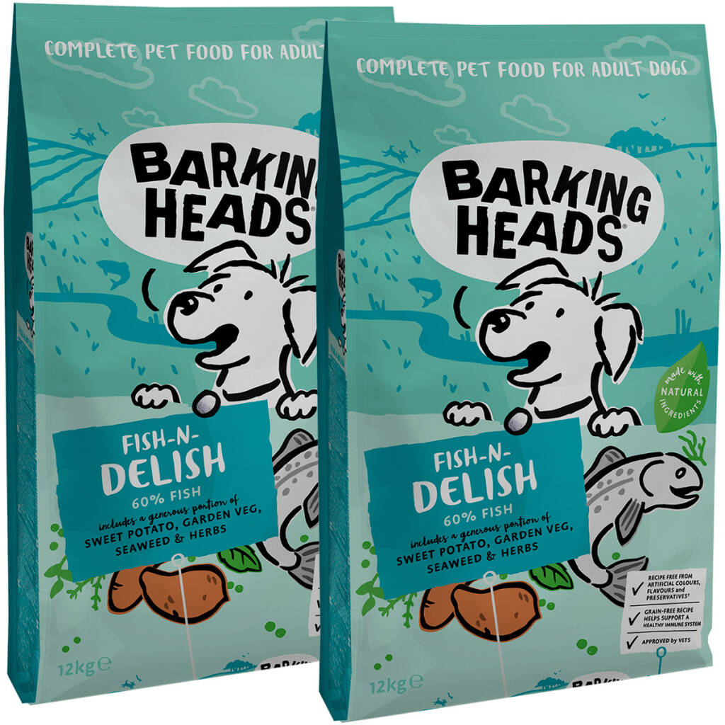 

Сухой корм для собак BARKING HEADS Рыбка-вкусняшка, лосось, форель, батат, 2шт по 12кг