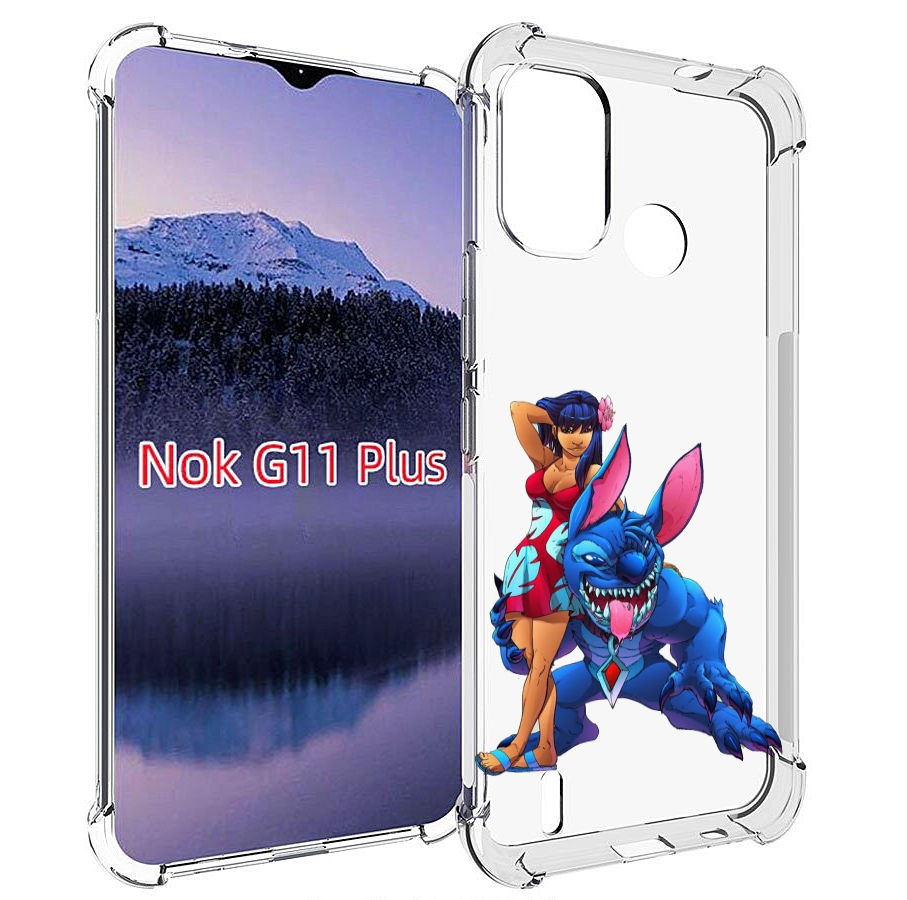 Чехол MyPads лило и накаченный стич детский для Nokia G11 Plus