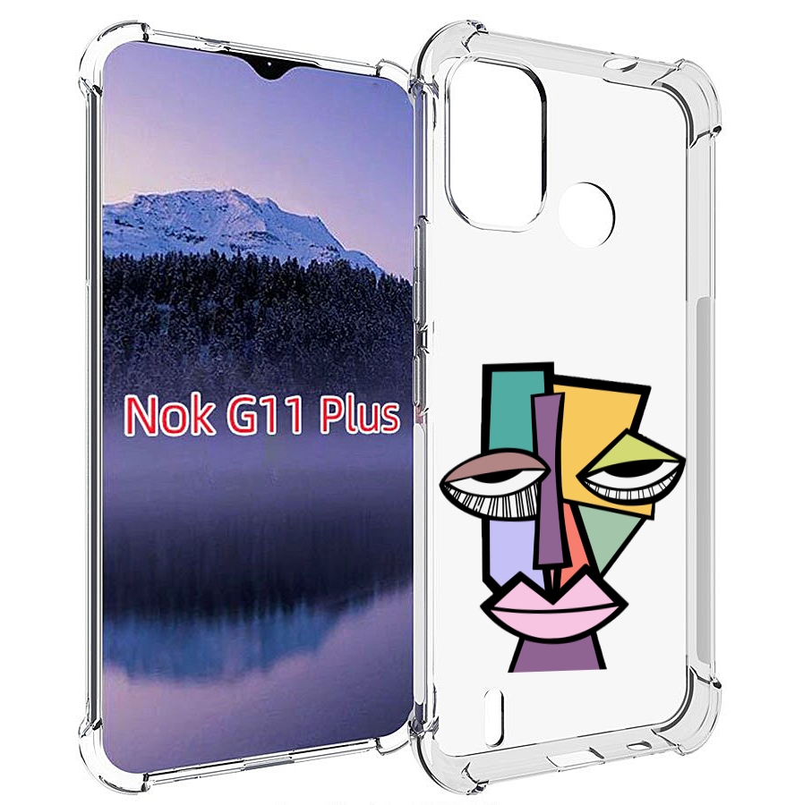 

Чехол MyPads лицо из квадратиков с глазами женский для Nokia G11 Plus, Прозрачный, Tocco