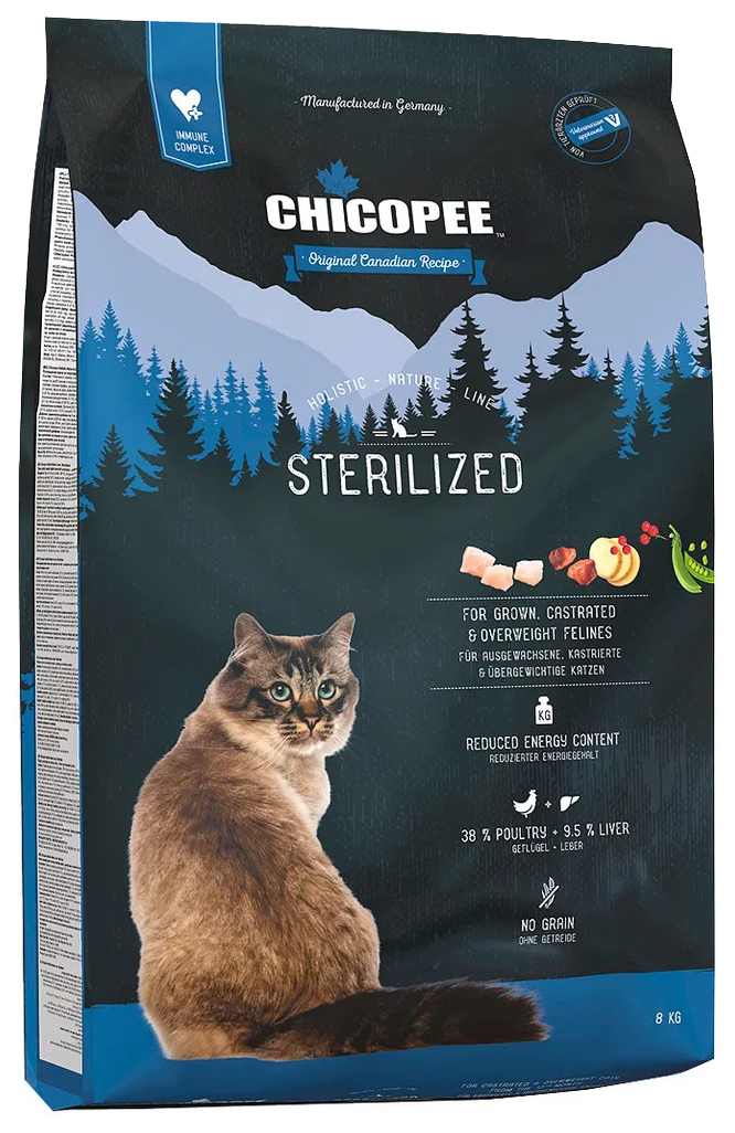 

CHICOPEE CHICOPEE HOLISTIC NATURE LINE CAT ADULT STERILISED беззерновой для взрослых кастр