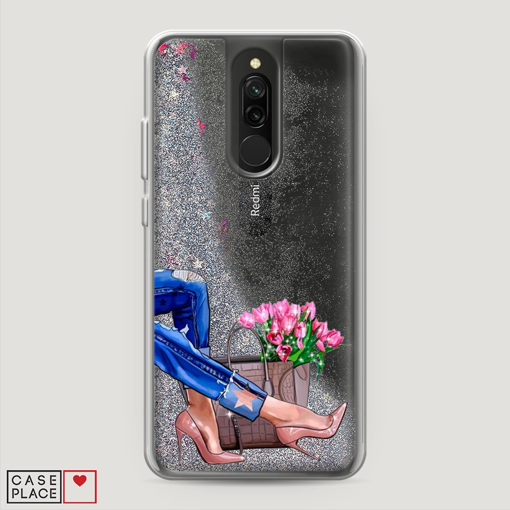 

Жидкий чехол с блестками "Каблучки" на Xiaomi Redmi 8, 37191-1