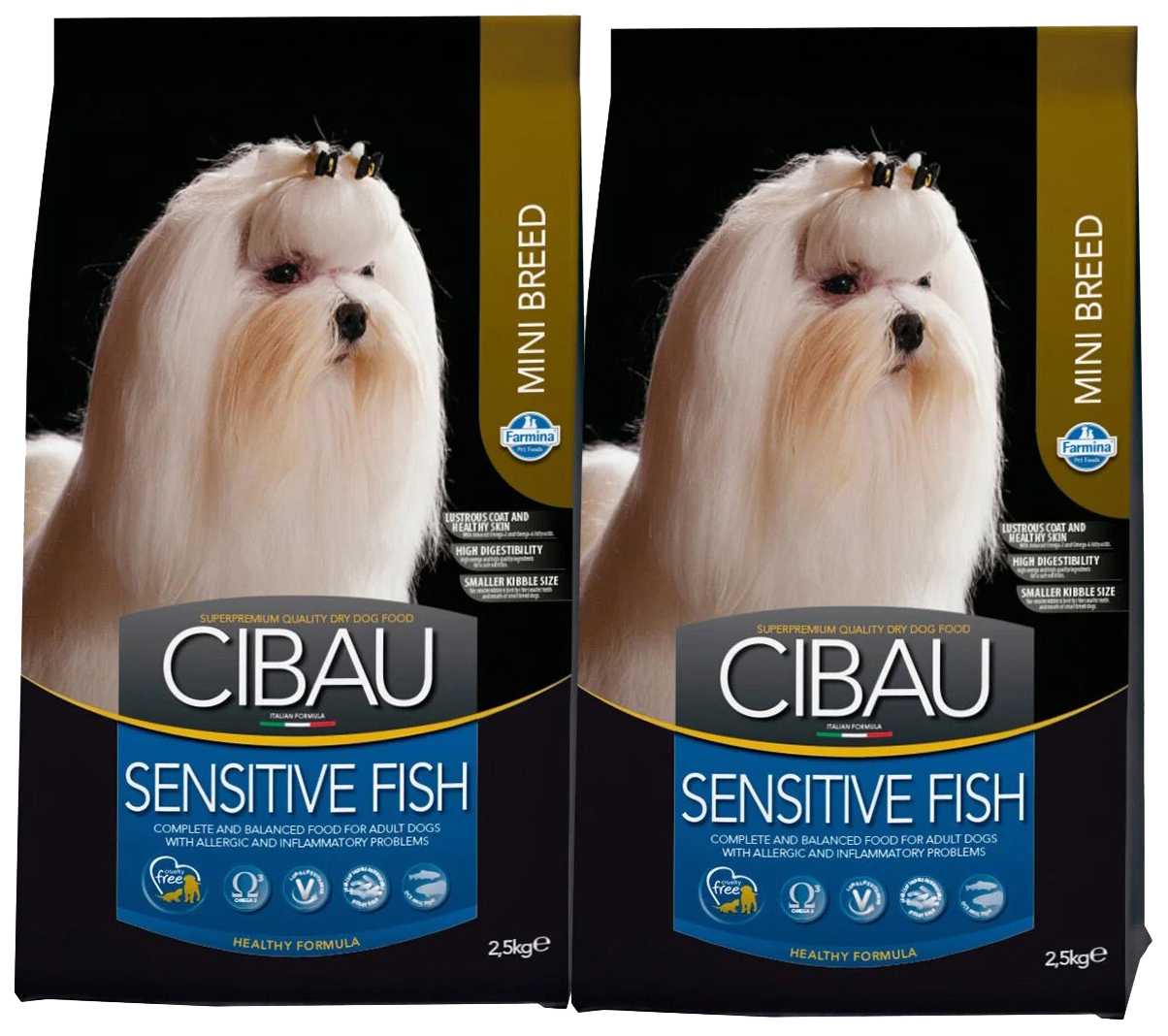 фото Сухой корм для собак cibau sensitive fish mini, при аллергии, с рыбой, 2шт по 2,5кг