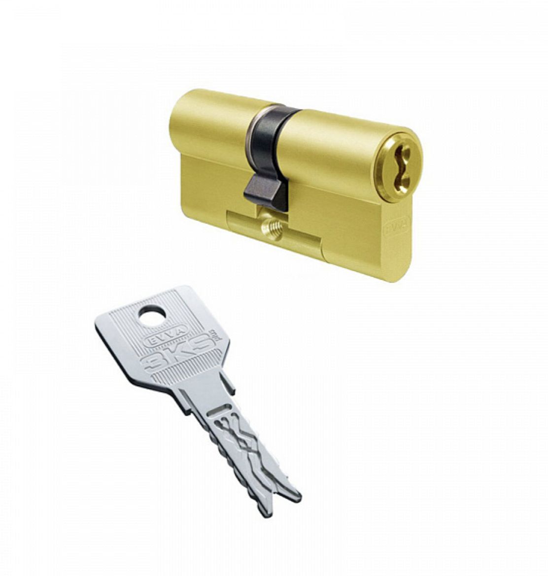 

Цилиндровый механизм EVVA 3KS 112 mm 41x71 ключ-ключ латунь, Золотистый, 3ks