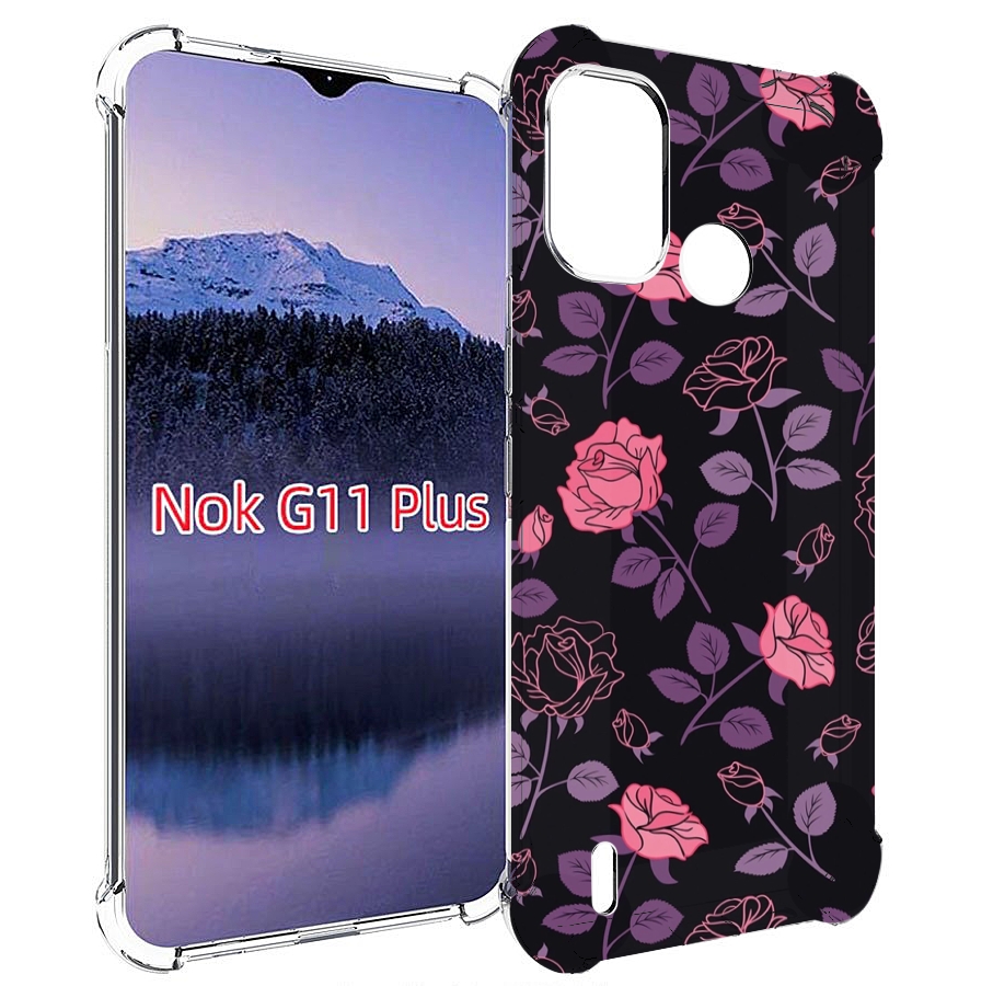 

Чехол MyPads маленькие розочки на черном фоне женский для Nokia G11 Plus, Прозрачный, Tocco