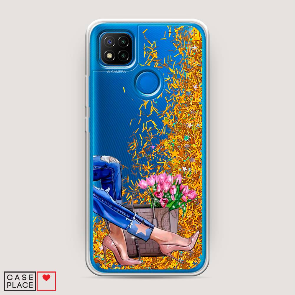 

Жидкий чехол с блестками "Каблучки" на Xiaomi Redmi 9C, 39090-1