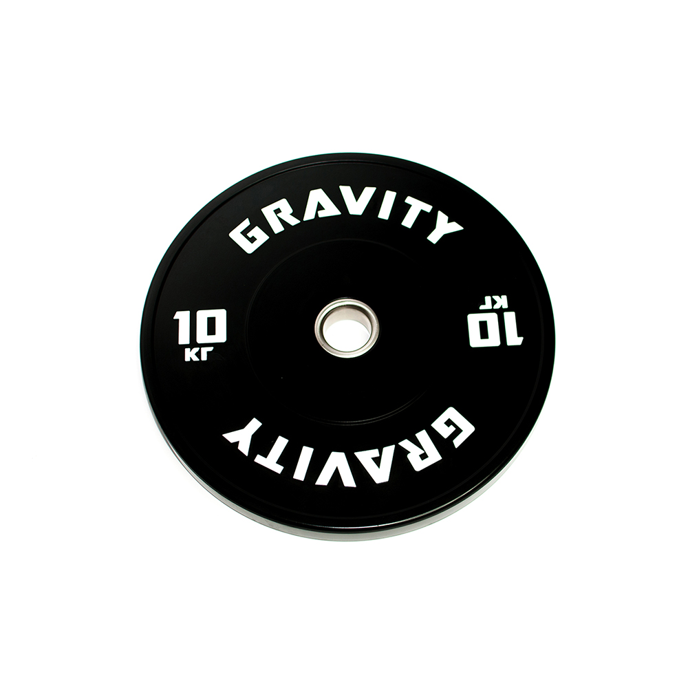 

Бамперный каучуковый диск Gravity черный, белый лого, 10 кг, SL1103NW