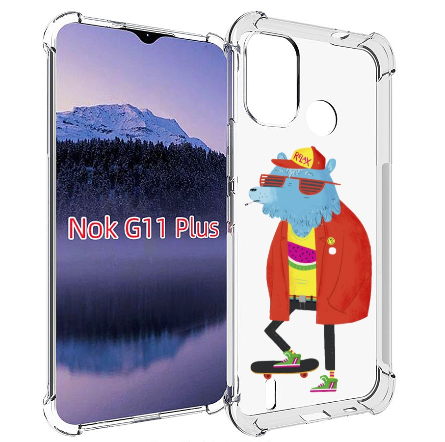 

Чехол MyPads медведь на скейте для Nokia G11 Plus, Прозрачный, Tocco
