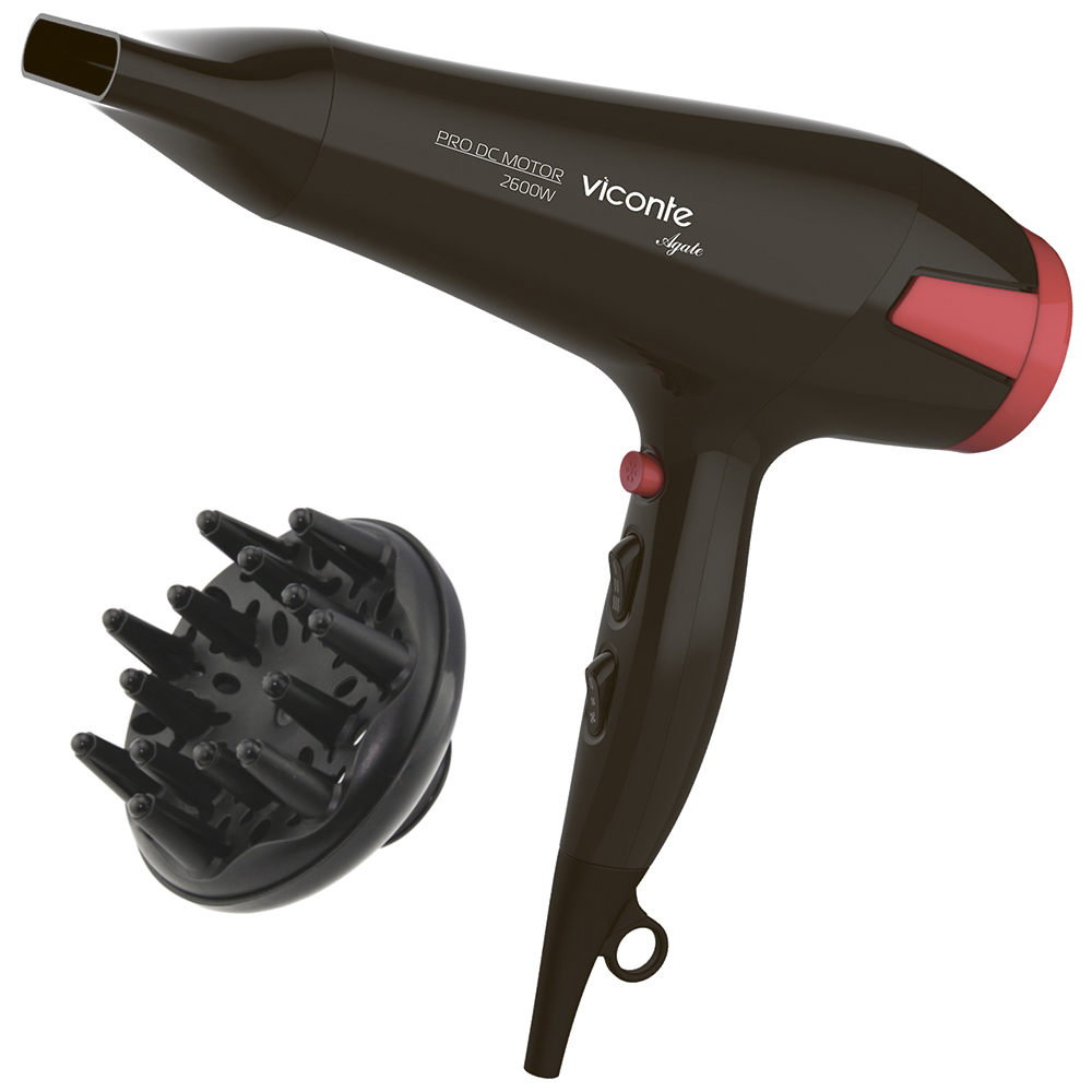 Фен Viconte vc-3753 2600 Вт красный, черный держатель приборов для укладки волос esse