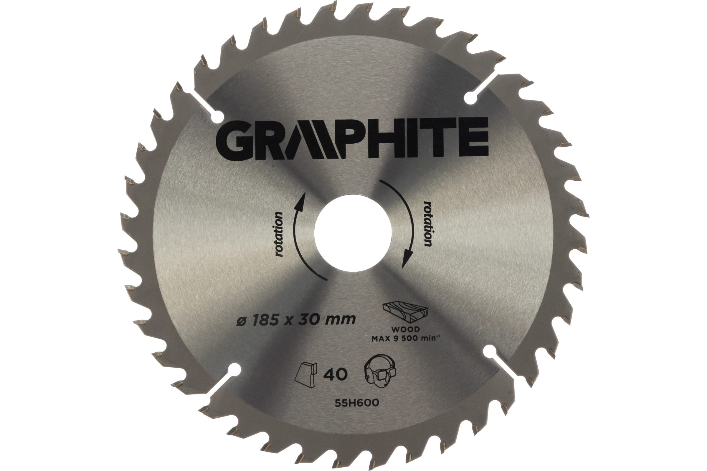 

Диск отрезной по дереву (185x30 мм; 40 зубьев) GRAPHITE 55H600