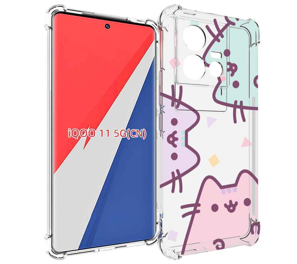 

Чехол MyPads котики зеленый фиолетовый розовый женский для Vivo iQOO 11, Прозрачный, Tocco