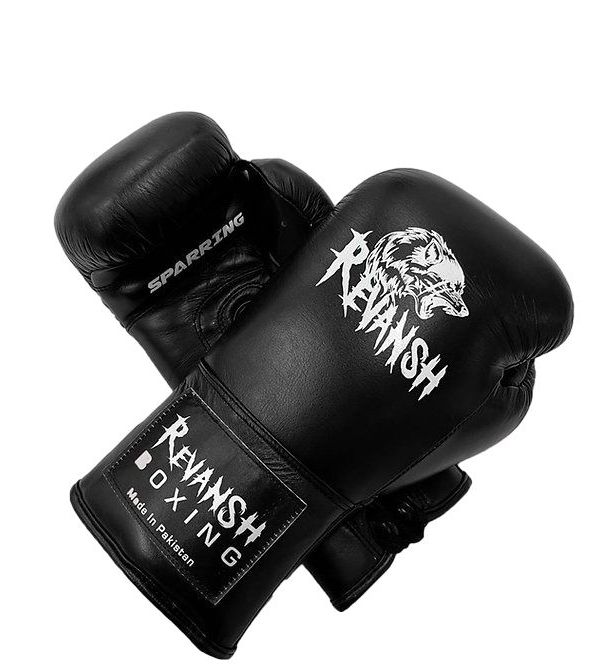 Боксерские перчатки СПАРРИНГА-МЯГКИЕ, черные кожа натуральная 14 oz