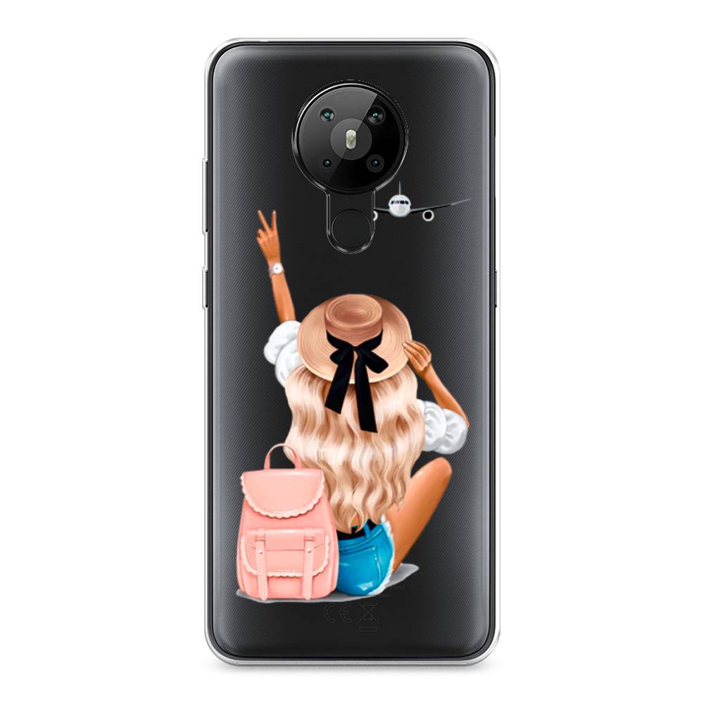 

Чехол Awog на Nokia 5.3 / Нокиа 5.3 "Автостопом самолетом", Бежевый;розовый;голубой, 123450-7