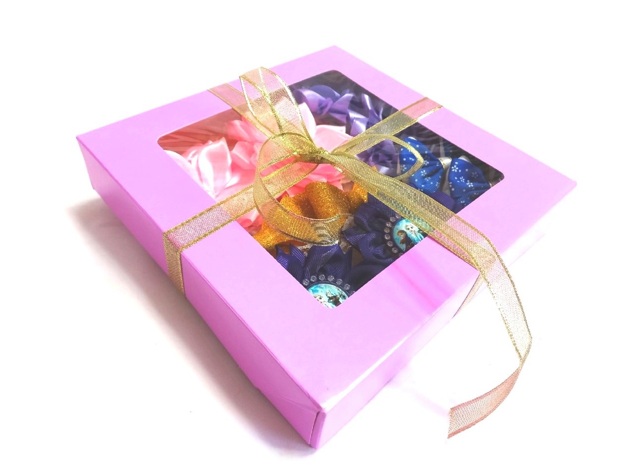 Набор подарочный Valexa №3 (24) 5 пар бантов на резинке цв.фиолетовый/синий/розовый/белый