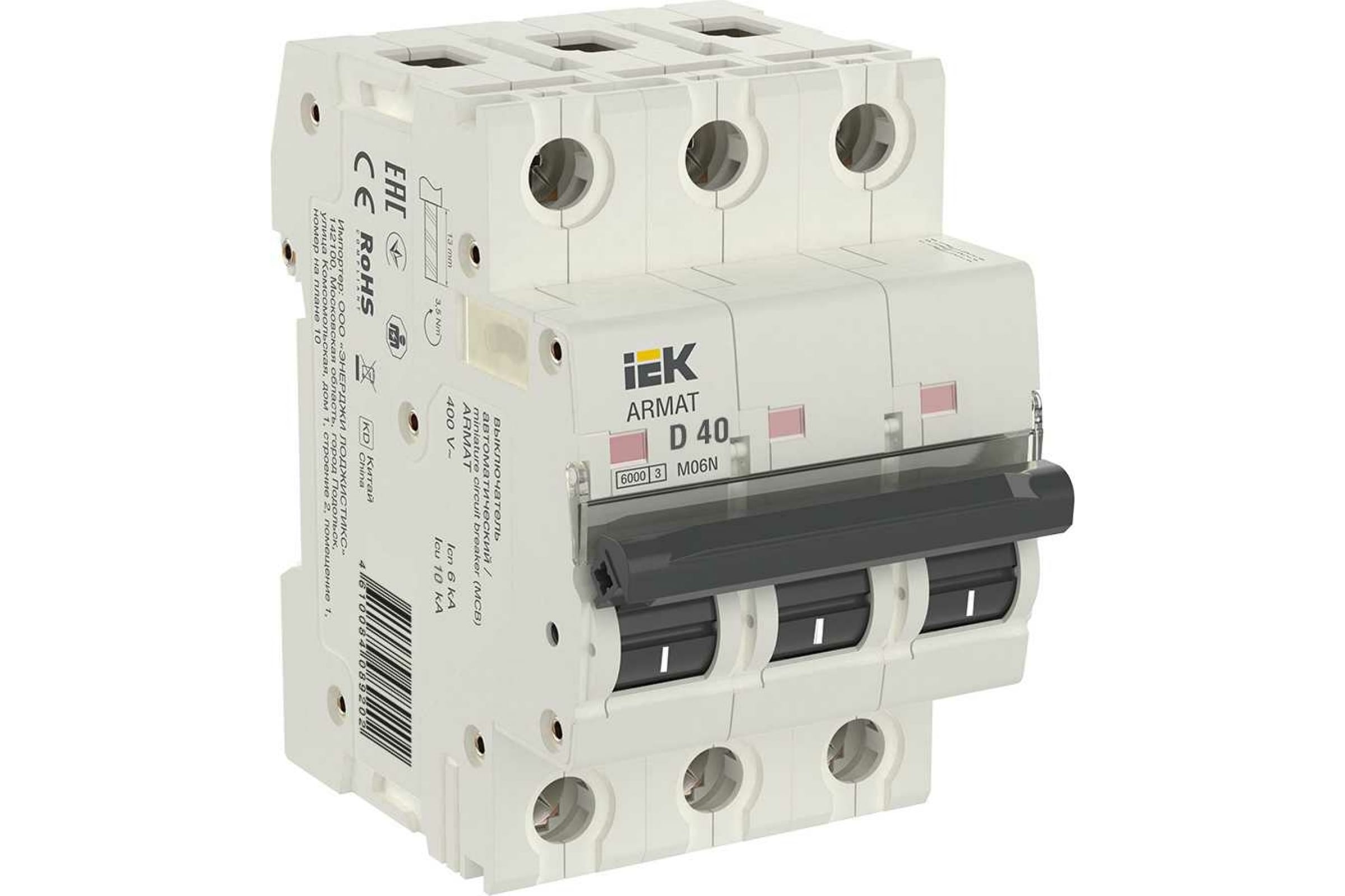 

IEK ARMAT Авт. выкл. M06N 3P D 40А AR-M06N-3-D040
