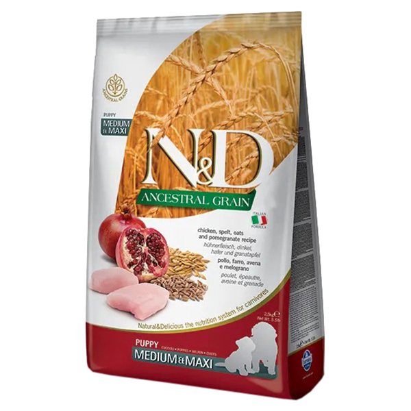 

FARMINA FARMINA DOG N&D ANCESTRAL GRAIN PUPPY MEDIUM & MAXI CHICKEN & POMEGRANATE низкозер