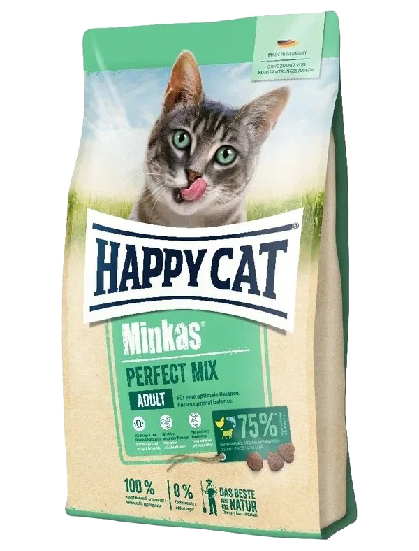 фото Happy cat happy cat minkas perfect mix для взрослых кошек с птицей, ягненком и рыбой (10 +