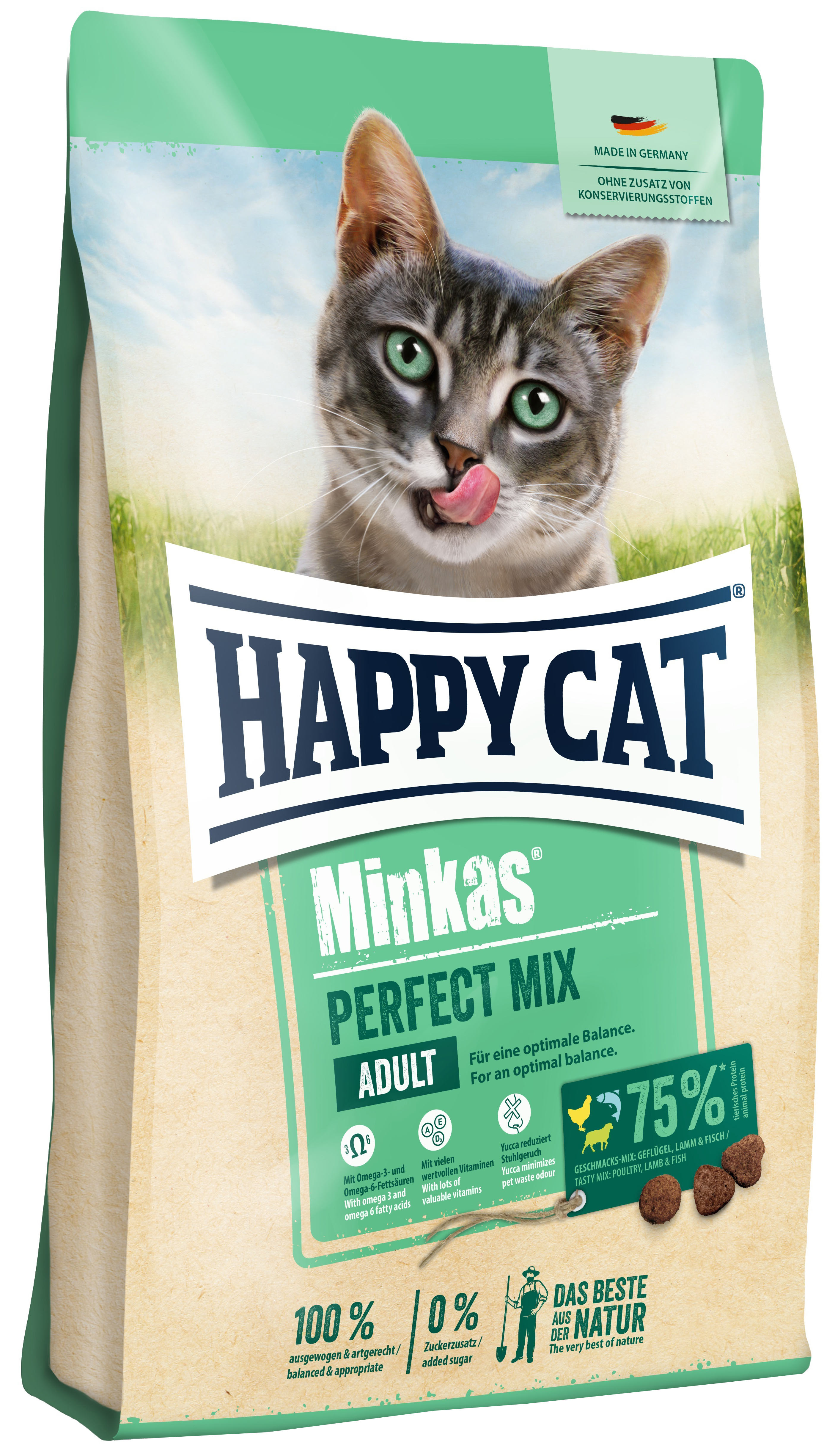 фото Сухой корм для кошек happy cat minkas perfect mix птица, ягненок, рыба, 2 шт по 10 кг