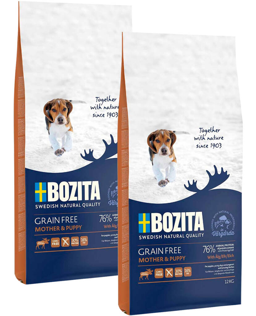 

Сухой корм для щенков BOZITA GRAIN FREE MOTHER & PUPPY ELK, беззерновой, лось, 2шт по 12кг