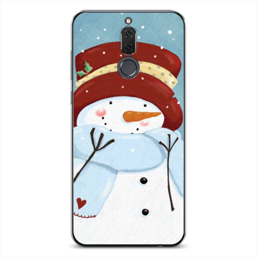 

Чехол на Huawei Nova 2i "Застенчивый снеговик", Голубой;белый;красный, 6120550-5