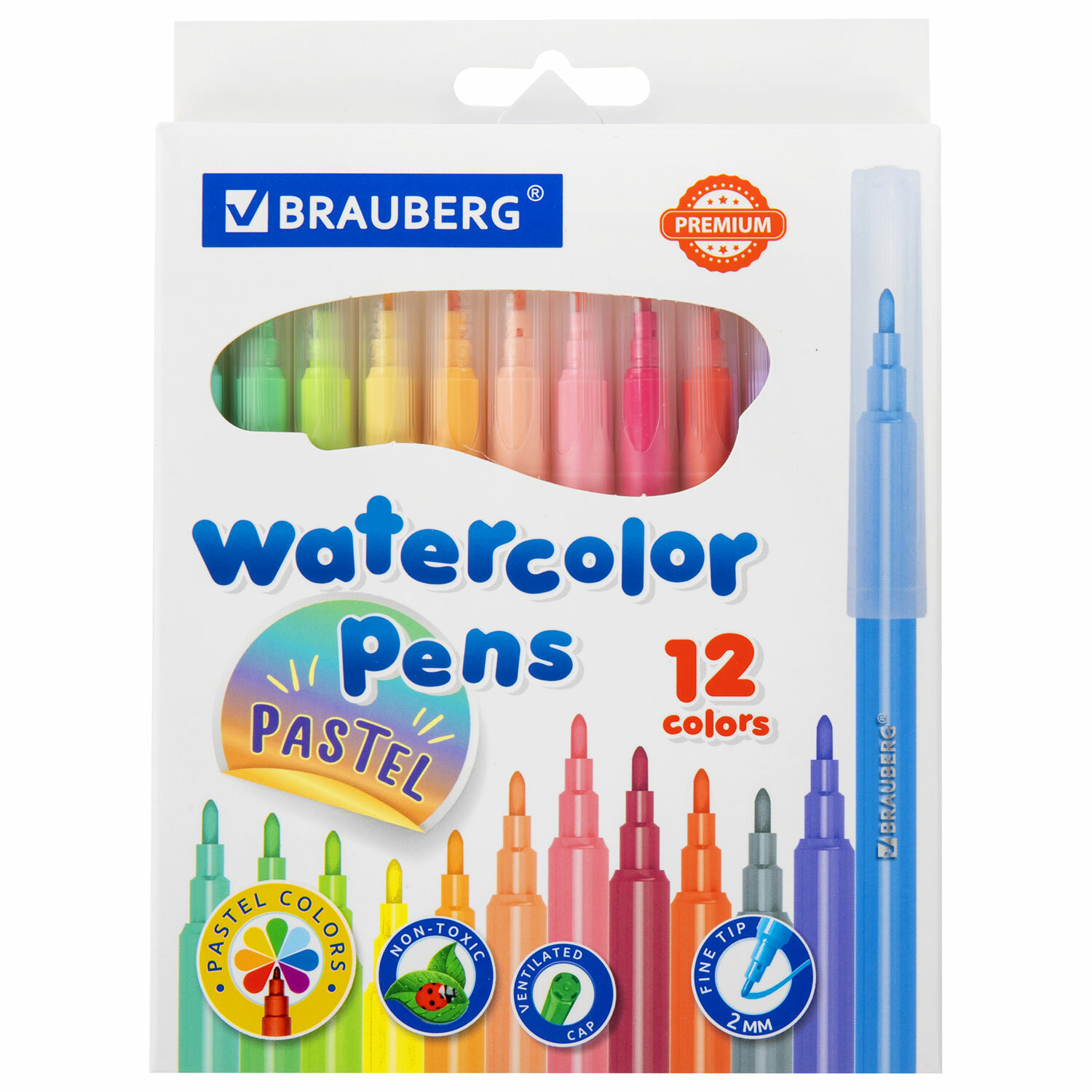 

Фломастеры Brauberg Premium, 12 цветов, Разноцветный, Premium