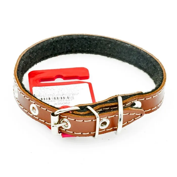 Ошейник для собак Jack&King кожанный коричневый 26-35 см 15 мм