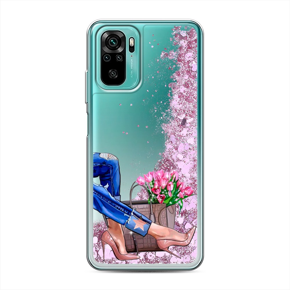 

Жидкий чехол с блестками "Каблучки" на Xiaomi Redmi Note 10